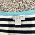 Christopher & Banks  Black and White Striped Tank with Blue Trim Photo 3