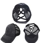 Criss Cross Distressed Hat Black Photo 1