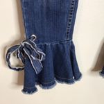 Gianni Bini  Delia Med Wash Flare Cropped Raw Waist & Hem Bow Tie Boho Jeans Sz S Photo 3