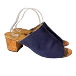 Aerosoles Women's Sz 11 W Blue Mid Level Heeled Sandal Cork Block Heel Open Toe Photo 1