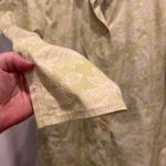 LL Bean Trench Coat Floral Print Lime Green‎ Womens Large Regular Pockets #0APX8 Green Photo 2