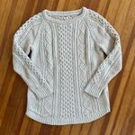 LL Bean Women's Signature Cotton Fisherman Tunic Sweater in Cream Size M Size M Photo 2