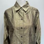 Chico's Chico’s Galla 100% Silk Button Front Long Sleeve Tunic in Champagne Gold 1/M Photo 2