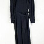 Donna Morgan Marine Navy Long Sleeves Back Zipper Belted Waist Jumpsuit, Size 14 Photo 0