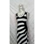 Calvin Klein Black White Gathered Stripe Sleeveless Jersey Maxi Dress Size 4 Photo 3
