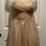 Hailey Logan  Champagne Sparkle Dress 7 8 Strapless Cocktail Party Prom Rushed Photo 0