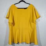 Eloquii NWT  Golden Yellow Pleated Sleeve Peplum Top Size 26 Photo 1