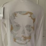Zadig & Voltaire Women’s Tunisien Skull Strass Beaded Henley White Cotton Top Photo 8