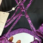 New NWT BuffBunny Evolve Sports Bra Purple Black Snake Print Strappy Long Line Size L Photo 2