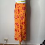 CRAZY HORSE  Vintage Floral Orange and Red Midi Skirt Photo 2