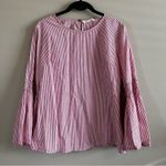Solitaire ✨  Women’s Red White Striped Bell Sleeve Top Medium Photo 0