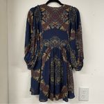Free People Blue & Green Floral Paisley Balloon Sleeve Tunic Mini Dress XS Photo 8