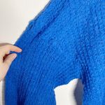 Free People  Lulu oversized waffle knit v-neck slouchy sweater in blue size XS Photo 5