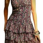 EXPRESS floral red and black strapless fitted ruffle mini dress | XS Photo 0
