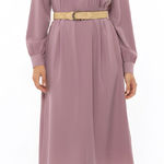 Altogether Fashions Purple Pleated Button Up Midi Dress with Belt Size M Photo 0