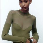ZARA Women’s Long Sleeve Green Bodysuit  Photo 0