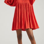 Sundry  2 Womens Medium Electric Red Boho Tunic Dress Gauzy Cotton Short Dress Photo 0