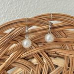 Pearl Silver Dangle Earring Vintage “Lyric” Classic Simple Elegant Feminine Jewelry White Photo 0