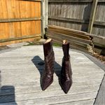 Schutz NWOB Jorian Womens Brown Crocodile Embossed Leather Wedge Bootie Size 10 Photo 4