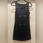 Bebe Black Square Neck Sleeveless Mini Dress With Front Buttons & Silk Details Photo 4