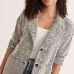 Marine layer  Birdseye Blazer Sz XL Cardigan Jacket Black & White Textured Knit Photo 0