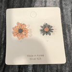 Floral Stud Earrings in Pink and Gray Photo 0