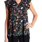 Pleione Womens Nordstrom Rack  Chloe Floral Pleat Back Blouse - Sz M Photo 0