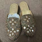 Low heel mules with embroidered mirror design and intricate shimmer Embellished detailing Size 6.5 Photo 2