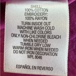 Charter Club  Embroidered Boho Peasant Top Magenta Cotton 3/4 Sleeve V-Neck Large Photo 6