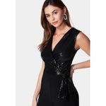 Bebe NYE Disco  Sequined Sleeveless Wrap Jumpsuit Wide Leg Evening Formal L NWT Photo 4
