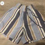 One 5 One  Women's High Waist Striped Shorts - Blue, Brown, Cream Photo 0