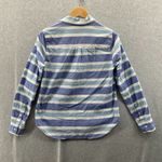 J. CREW Popover Top Womens 4 White Blue Stripe 100% Cotton Collared 1/4 Button Photo 2