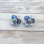 Vintage Clip On Earrings Stunning Shades of Blue/Iridescent Blue Photo 1