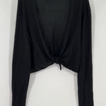 Eileen Fisher  Wrap Tie Long Sleeve Silk Blend Sweater Open Front Top Black Small Photo 0