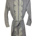 LOVER the Label Striped Shirt Dress Blue White Guipure Lace Trim Size 4 Photo 0