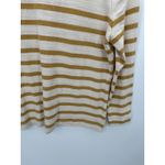 Loft  Top Women XS Cream Yellow Striped Boat Neck Long Sleeve 100% Cotton Tee Photo 2