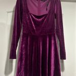 Lulus Sweet Desire Magenta Velvet Long Sleeve Skater Dress Size Small .  NWT Photo 3