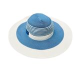 Calvin Klein  Blue White Striped Paper Wide Brimmed Sun Hat Photo 5