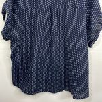 Dot Print Casual Top Batwing Sleeve Front Button Closure Cotton Blend size 2X Blue Photo 6