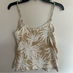 Gap  Women's Linen Blend Pintuck Palm Print Cami Tank Top Tan &‎ White Size Small Photo 10