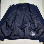 Talbots EUC  Petite Navy Blue Wool Blend Blazer Jacket Band Collar 8P Photo 4