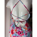 Victoria's Secret Victoria’s Secret Blue Pink Orange Floral Lace-Up Back One Piece Swimsuit XL Photo 10