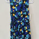 ZARA NWT Womens  Blue Flower Pattern Dress Elasticated Waisted V Front Large 2181 Photo 1