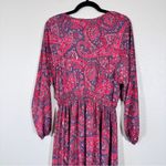 Boemo Red Paisley Tiered Boho Maxi Dress Womens L Long Sleeve Fall Peasant Size L Photo 2