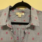 Kenar  Blue Stripe Ikat Print Bell Sleeve Blouse Size XL Photo 3