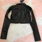 Edikted Leather Sleeve Cutout Crop Top Photo 3