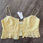 All in Favor  Yellow Lace-Up Crop Top Photo 5