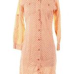 Three Islands Peach Checkered Long Sleeve Button Down Cotton Shirt Dress Size XS Pink Photo 0