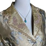Sandy Starkman Silk Brocade Beaded Ruffle Lace Jacket M | Fairycore Regencycore Gold Size M Photo 4