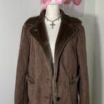 Ann Taylor Vintage 90s Penny Lane Brown Tan One Button Collared Coat Womens Lg Photo 0